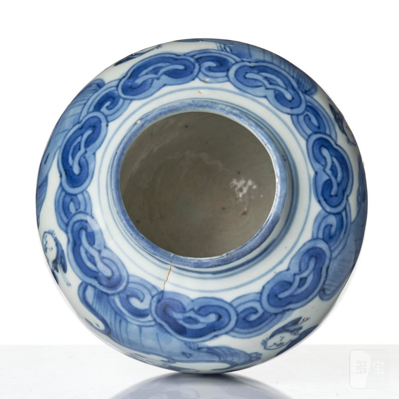 A blue and white 'boys at play' jar, - 图6